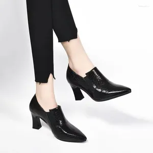 Klänningskor Kvinnor Classic Black Simple High Heels Spring och Autumn Bekväm elastisk band Mulheres de Salto 35-42