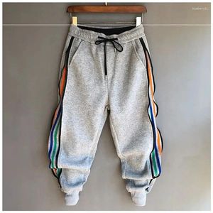 Pantaloni da uomo Hip Hop Streetwear Uomo Patchwork a righe Harem Pantaloni sportivi da jogging con risvolto ampio per uomo