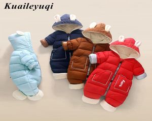 Overalls Baby Kleidung Winter Samt Neugeborenen Jungen Mädchen Warme Dicke Strampler Overall Mit Kapuze Schneeanzug Mantel Kinder Kleidung 2010131453116