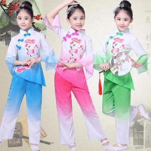 Сценическая одежда, классические танцевальные костюмы в китайском стиле, традиционный народный костюм Янко для девочек, элегантный зонтик с веером, практика