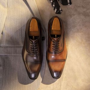 Italian Flat Mens Business Handmade Genuine Leather Quality Comfortable Daily Work Shoes Wedding Social Oxfords Man