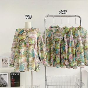 Kvinnors blusar American Retro Print 90s Spicy Girl Y2k Bubble Sleeve Shirt Sweet Loose Fashion Casual Top Doll