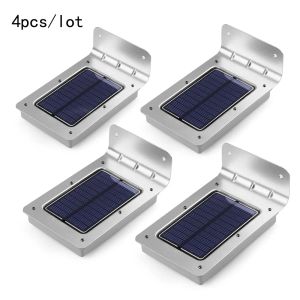 Luce 16 LED Luce solare Confezione da 4 Luci da esterno Lampada da parete a risparmio energetico impermeabile, Lampada a LED con sensore di movimento Luci per la decorazione del giardino LL