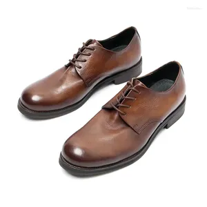 Scarpe eleganti da uomo Mocassini stile britannico Punta tonda da uomo Business formale in vera pelle da uomo vintage da matrimonio Oxford