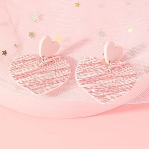 Brincos pendurados coreano rosa coração acrílico gota para mulheres menina bonito estética minimalista jóias festa brinco presente do dia dos namorados