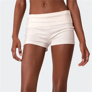 Women's Shorts Emo Girls Fold Over Slim Women Mid Rise Versatile Sports Casual Short Pants Y2K Bottoms Streetwear