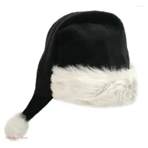 Basker vuxna jultomten hatt för svart jul tema raditional plysch faux päls trim xmas cap semesterfest dekoration