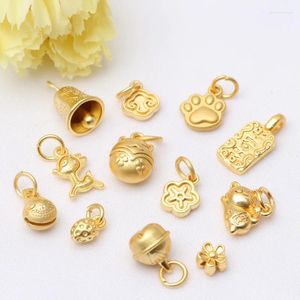 Pendant Necklaces 5pcs Flower Small Bell Charms Ancient Gold Color Pendants Fit Jewelry Necklace Bracelet Earrings DIY Septum/Loose Bead