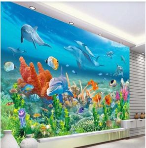 Blauer Ozean 3D-Hintergrundbilder schöne Landschaftshintergrundbilder Unterwasserwelt 3D-Fantasie Kinderzimmer Wohnzimmer TV-Hintergrund w4378177