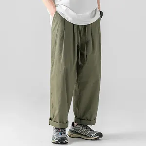 Männer Hosen Japanische Männer Lose Baumwolle Gerade Bein Casual Frühling Und Sommer Outdoor Mode Plissee Design Männlich