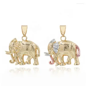 Pendant Necklaces Lucky Fashion Selling 18k Gold Plated Three Color Animal Elephant Necklace Men And Women Gift Party