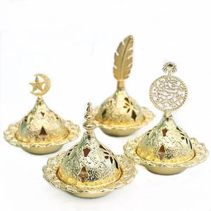 Muslim Eid Mubarak Star Moon Mini Portable Golden Incense Tower Ornament Ramadan Decor for Home Kareem Party 240124