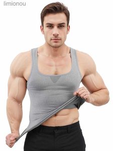 Regatas masculinas Mens Muscle Dry Fit Compression Tank Top Slimming Body Shaper Colete Camisas Abs Abdômen Slim Gym Workout UndershirtL240124