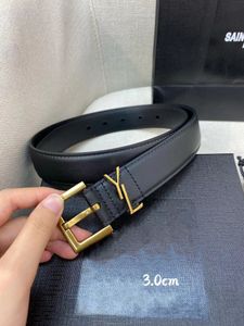10A Genuine Leather Belt For Women 3.0cm Width Waistband Big Gold Buckle High Quality Men Belts Y Buckle Waistband With Box Belt Length Is 80cm-125cm