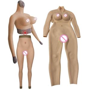 Costume Accessories Silicone Crossdresser Pussy Set Trans Full Silicon Gel Bodysuit Costume Separate Fake Bouncy Boobs and False Vagina Pants