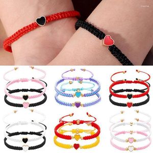 Charm Bracelets 1Pair Love Heart Handmade Bracelet For Women Men Adjustable Wish Good Lucky Red String Couple Friendship Jewelry Gifts