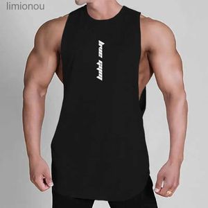 Topy z czołgami męskimi Summer Men Sports Tank Tops Nowy solidny nadruk oddychający trening bez rękawów luźne elastyczna moda swobodna siłownia fitness vestl240124