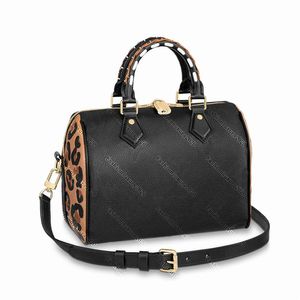 Kvinna plånbok handväska handväska totes leopard tryck äkta läder kvinnor tygväskor handväskor lady axelväska crossbody med låsnyckel 313g