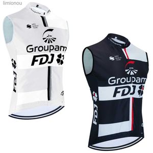 Men's Tank Tops New 2024 FDJ Cycling Vest Quick Dry Bike Jersey Windbreaker Men Women Summer Ropa Ciclismo Sleeveless Bicycle Jersey TshirtL240124