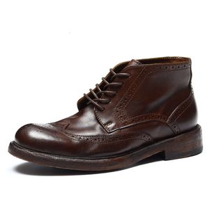 Botas de tornozelo masculinas macias marca artesanal qualidade couro genuíno moda brogues casamento sapatos de negócios sociais homem