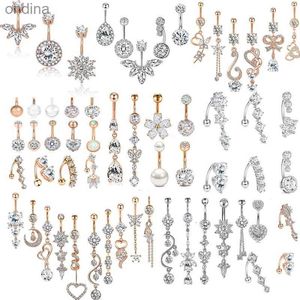 Navel Bell Button Rings Stainless Steel Flower Belly Piercing Set 14G Butterfly Belly Button Ring Bulk Sexy Navel Piercing Bar Pack Lotus Belly Ring Lot YQ240125