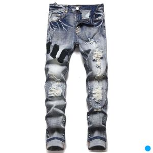 Amri Jeans Designer Jeans da uomo Jeans viola Amris Jeans da uomo per uomo Skinny Jeans a vita media Biker europeo Slim Fit Moto Stripe 9