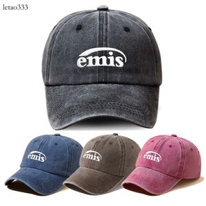 Korean Fashion Brand EM Letter Baseball Spring/Summer Versatile Washed Old Curved Roof Duck Tongue Hat for Men