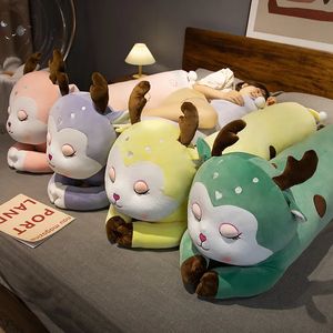 Kawaii Dream leżeć Sika Deer Plush Toys Schleńska miękka poduszka dla zwierząt śpiąca poduszka Dolls dla dzieci Prezent dla dzieci 240123