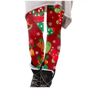 Calças femininas moda senhoras impressão de natal mulheres de alta resistência elástica barriga macia leggings workwear sweatpants solto velo