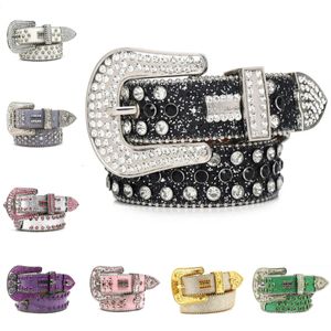 Cintura di design Cintura Bb Simon Uomo Donna Stile retrò Cinture in pelle con fibbia ad ago 20 colori Cintura a catena con diamanti colorati in cristallo 3,8 cm misura 100-120 cm