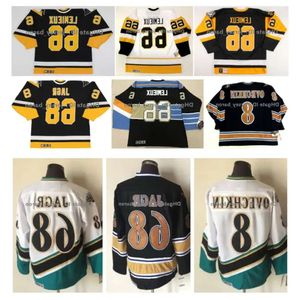 CCM Lemieux Penguins Hóquei Jersey Jaromir Jagr Capitals 8 Alex Ovechkin Preto Branco Tamanho M-Xxxl 72