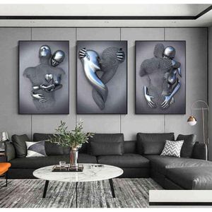 Artes e artesanato figura de metal estátua arte pintura em tela romântico cartazes abstratos e impressões fotos de parede moderna sala de estar christma dhmj5