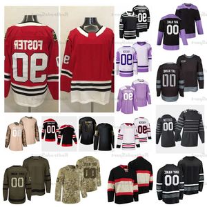 Goleiros de reserva de emergência 90 Scott Foster Hockey Jerseys Contador que virou goleiro sete salva personalizar inverno clássico ouro camuflagem dia dos veteranos 84