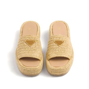 Slippers triangle Raffias sandal Straw weave Slippers woman travel flat Slipper platform Sliders man sandale beach Flip flops Slide