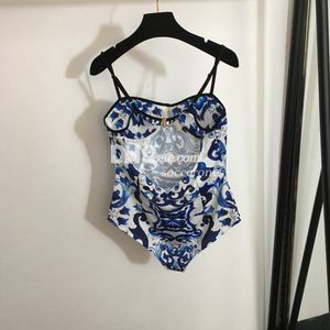 Designer-Bikinis, luxuriöse Badebekleidung, sexy, niedriger Taille, rückenfrei, Neckholder, bedruckt, Badeanzug, einteilig, Sommer-Sandstrand-Badeanzüge