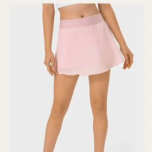 Yoga kläder Lu-31 Safe Tennis Kirts Gym Golf Running Pleated Pantsskirt Sexig Women Sports Fitness Shorts Pocket High midje Skort 42