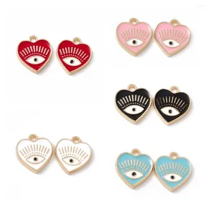 Pendant Necklaces Pandahall 10pcs Heart With Eye Metal Charm Gold Color Alloy Enamel Pendants For Necklace Bracelet Earring Jewelry Making