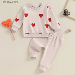 Clothing Sets Lioraitiin Toddler Girl Valentines Day Two Piece Outfits Long Sleeve Embroidery Pullover Sweatshirt Pants Set Casual Clothes