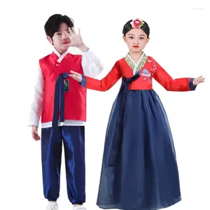 Palco desgaste trajes masculinos e femininos coreano crianças roupas tradicionais meninas melhoradas hanbok meninos bebê