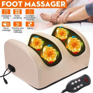 Fjärrkontroll Electric Foot Massager Machine Heat Terapy Shiatsu Knedning Roller Vibrator Compression Deep Muskler Gift 240119