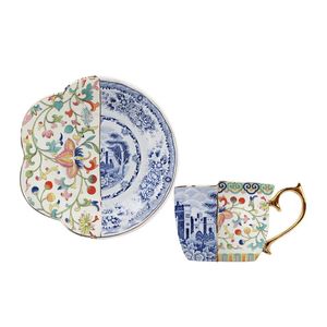 Set di tazze da caffè e salse di lusso in stile britannico set da tè con tazza da tè pomeridiano in ceramica dorata Handel con confezione regalo 240125