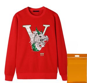 Ağır Made Paris Erkekler Çin Dragon Head Baskı Polar Sıcak Hoodie Sonbahar Kış Kaykay UNISEX SATIRLI O Boyun Külot Sweatshirt 24SS 0125