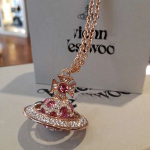 Дизайнерские ювелирные изделия Viviane Vivienen Westwoods Jewelry Dewelry Planet Empress Dowager West High версия 23 Новое нерегулярное розовое золото Трехмерное колье Сатурна 4115