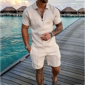 Męskie dresy letnie męskie dressit swobodny zamek błyskawiczny dla mężczyzn ubrania streetwear 2-częściowy garnitur Malemen's 152
