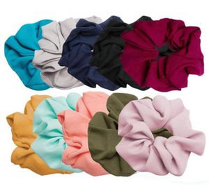 11color Lady Girl Hair Scrunchy Ring Elastic Hair Bands Pure Color Large Intine Sports Dance Scrunchie Soft Hairbands8878919