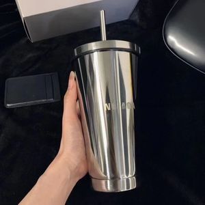 Luxury insulated cup French stainless steel cup with straw luxurious home furniture line water cup punk birthday gift 240125