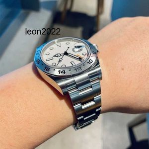 Orologi da uomo meccanici automatici di alta qualità Gmt 42mm 216570 quadrante bianco nero ago acciaio inossidabile Explorer