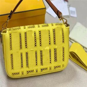 Genuine Calf Leather with Embroidery Hollow Out Lace Baguettes Bags Wide Strap Shoulder Cross Body Quality Hardware Letter Buckle 2484