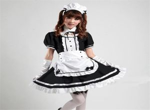 Akihabara Cosplay Sexy cameriera francese Costume Cute Girls Black Lolita Dress Uniform Lolita School tulle Costume di Halloween per le donne4855152