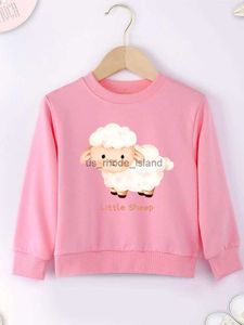 Hoodies tröjor Little Sheep Cute Toddler Sweatshirt Cartoon Kawaii Harajuku Populära pojkeflicka Fina kläder Löst bekväma vårens hösten Hoodiel240125